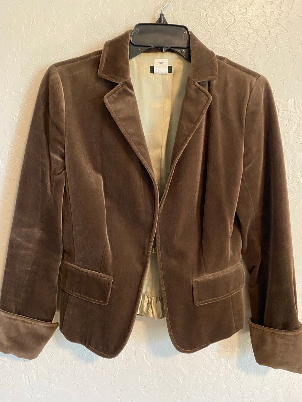 J.Crew Ecole Velvet Blazer Women's Size 4 Chocolate Brown Lined Schoolboy